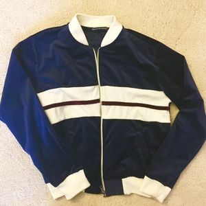 Navy velvet bomber jacket